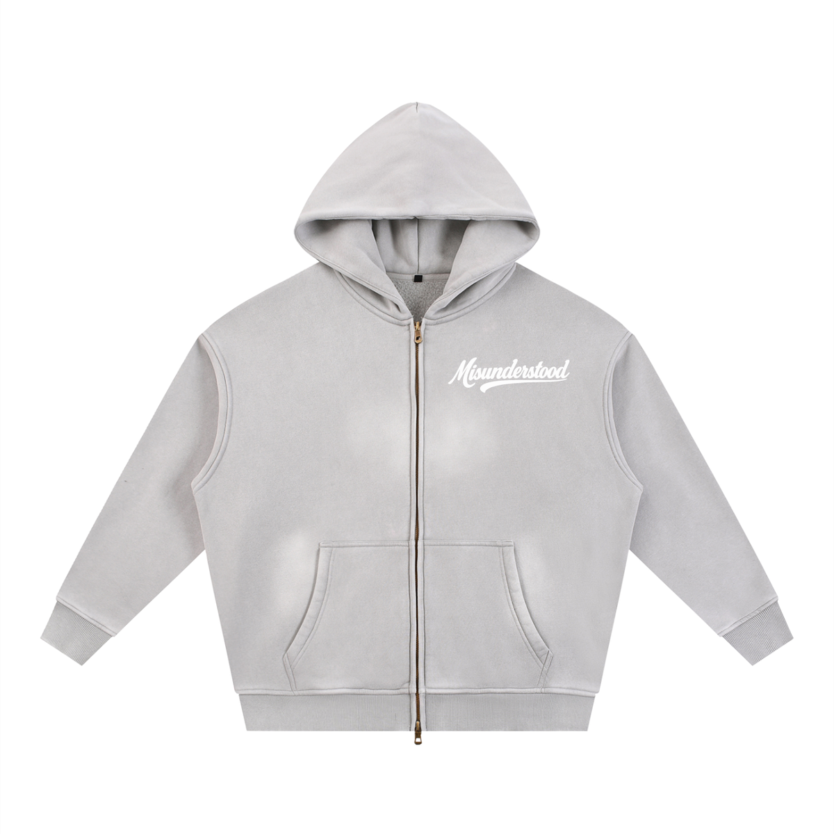Misunderstood Two-way Zipper Boxy Fleece Hoodie