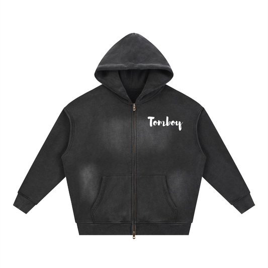 Tomboy Two-way Zipper Boxy Fleece Hoodie