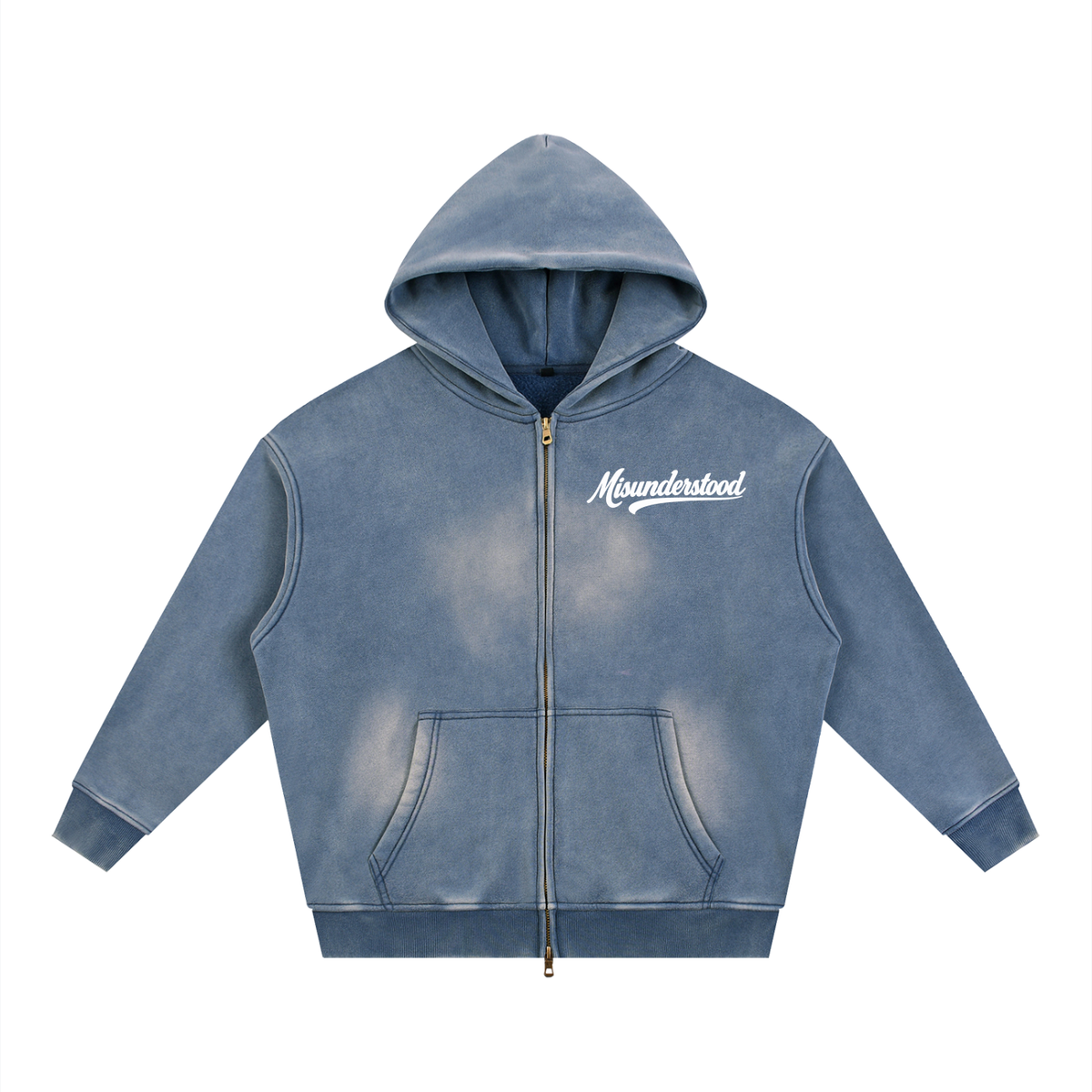 Misunderstood Two-way Zipper Boxy Fleece Hoodie