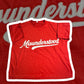 Red/off White Boxy Distressed Tee