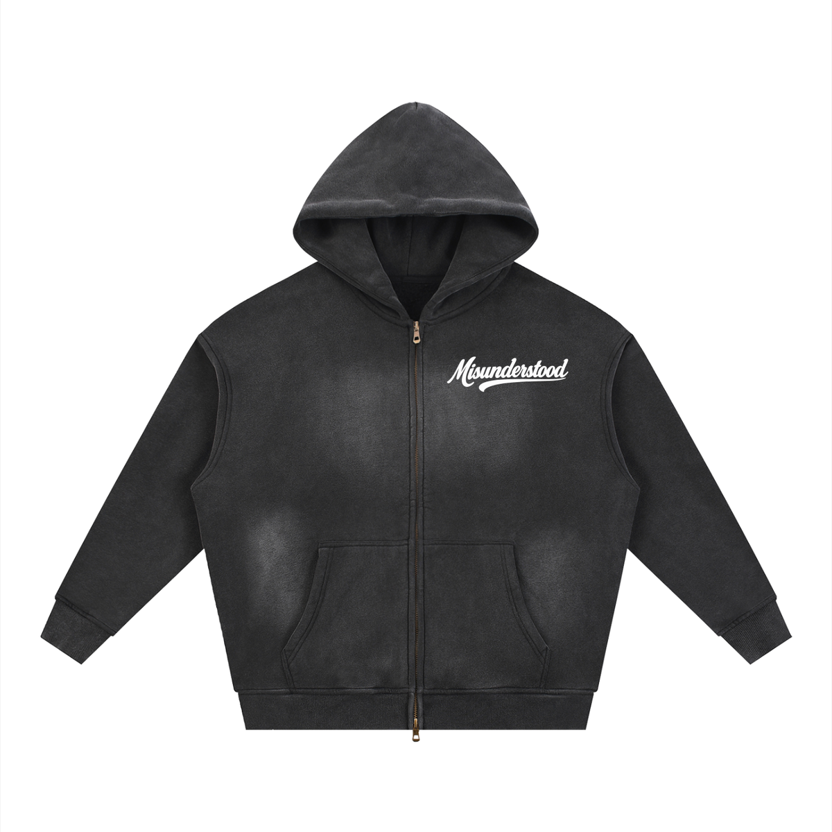 Misunderstood Two-way Zipper Boxy Fleece Hoodie