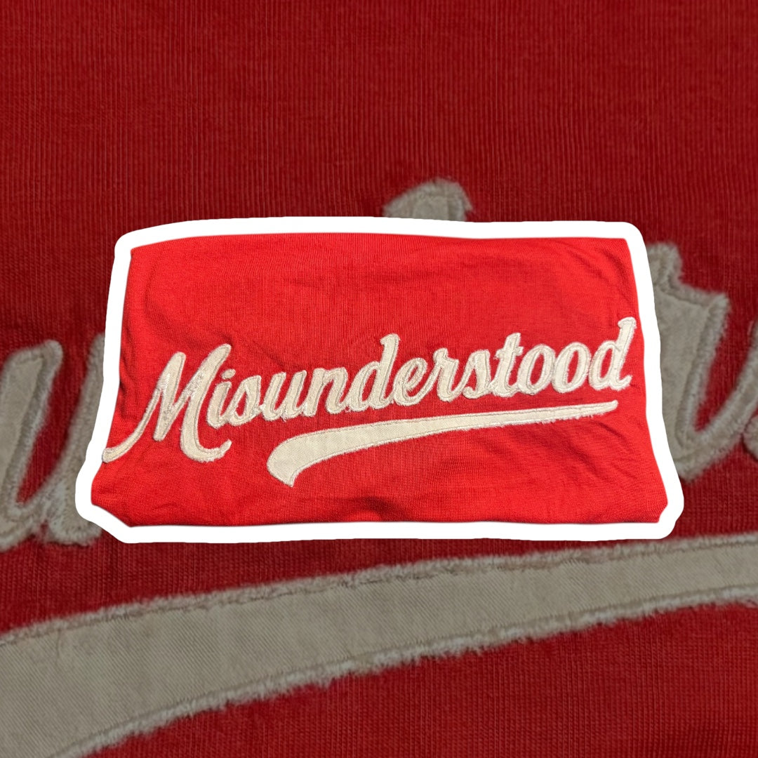 Red/off White Boxy Distressed Tee