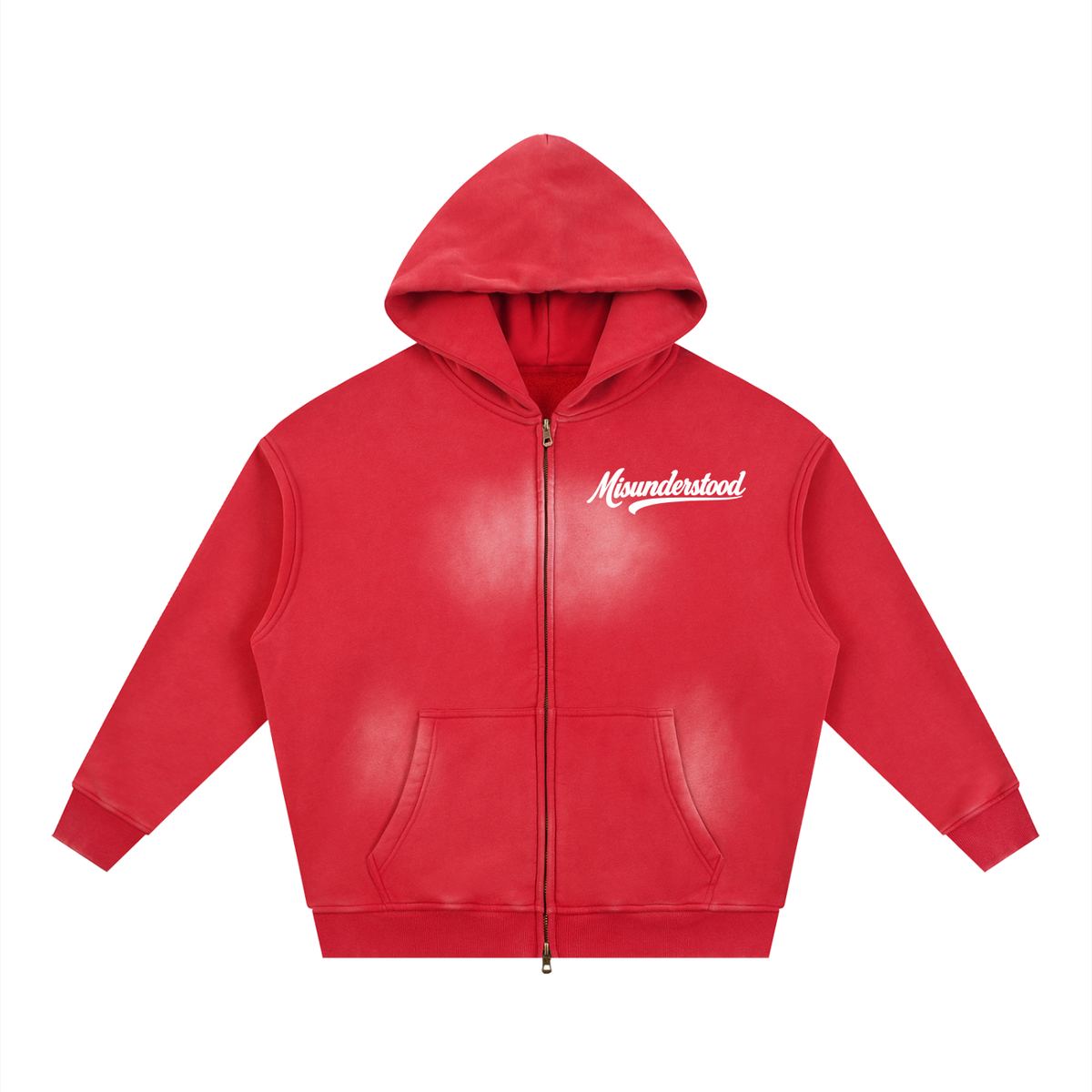 Misunderstood Two-way Zipper Boxy Fleece Hoodie