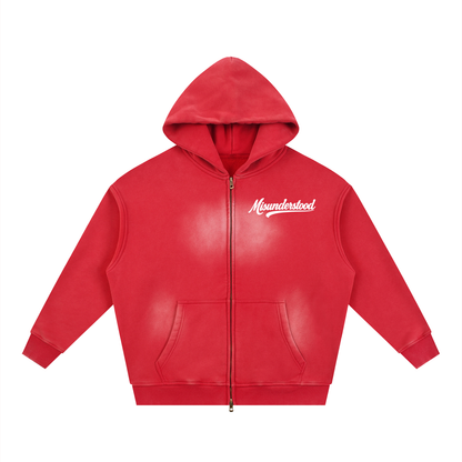 Misunderstood Two-way Zipper Boxy Fleece Hoodie