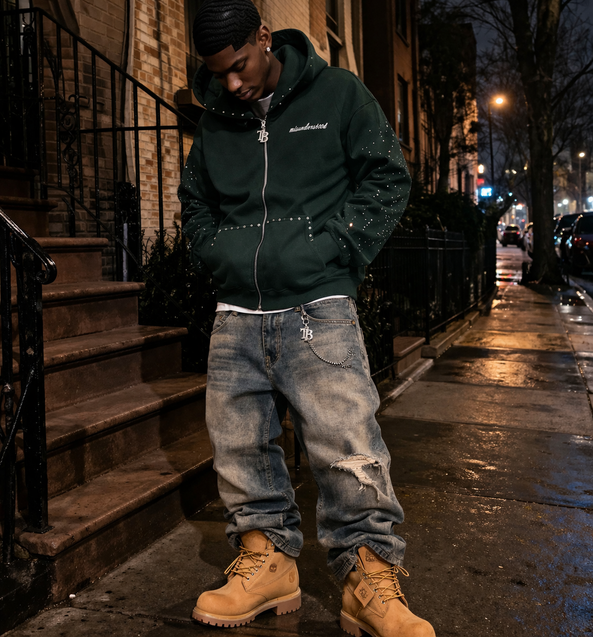 Misunderstood Studded Zip Hoodie