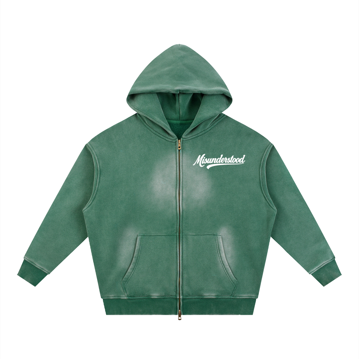 Misunderstood Two-way Zipper Boxy Fleece Hoodie