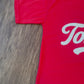 Red/off White Boxy Distressed Tee